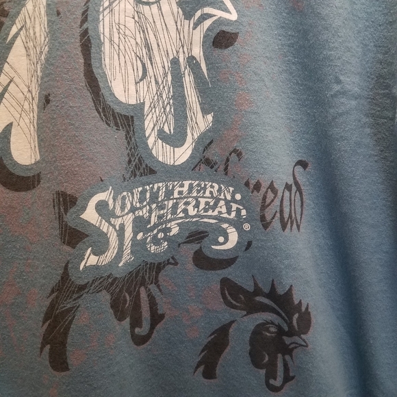 Southern Thread Men's Size Medium Shirt Top Short Sleeve Tee Blue - Picture 3 of 6